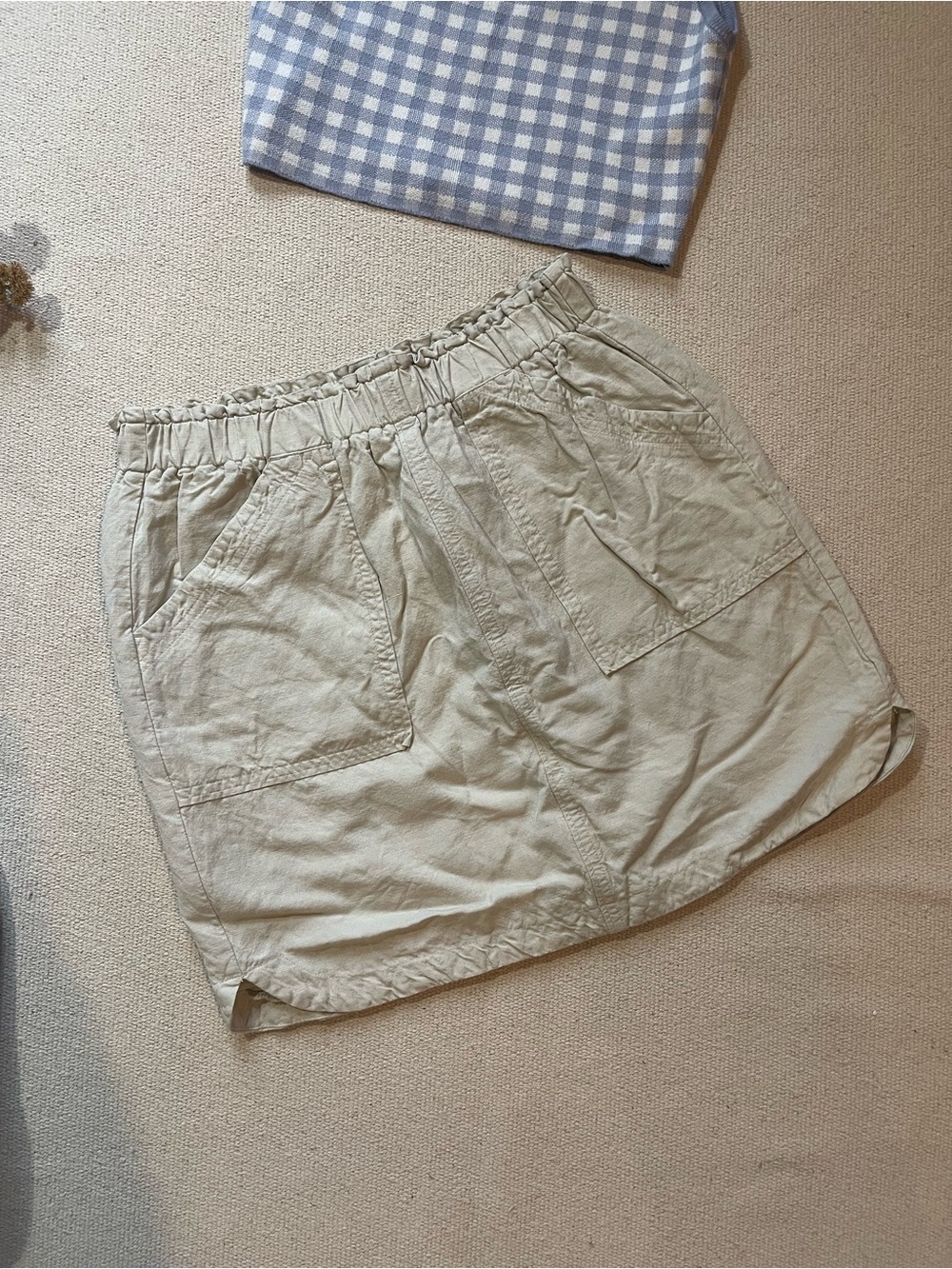 Banana Republic Linen Stretch Waist Mini Skirt — Light Beige — Size 4